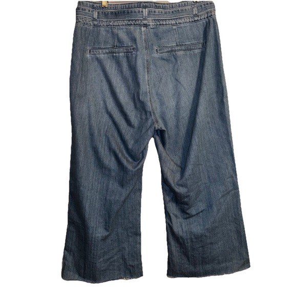 Paige Anessa Women's 31 Wide Leg Jeans High Rise Denim Crop Y2K Preppy Boho - Picture 3 of 9